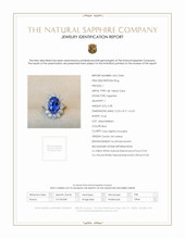 5.28 Ct. Blue Sapphire and Natural Diamond Halo Ring, 18K Yellow Gold Scan Report
