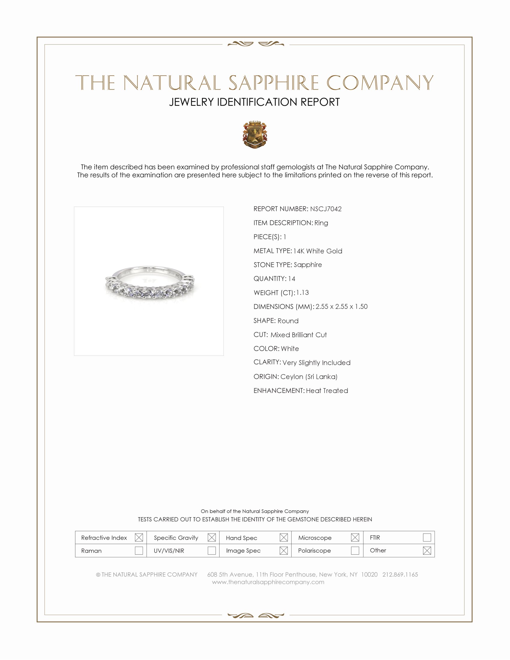 1.13 Ct. White Sapphire Accent Stones Ring, 14K White Gold