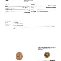 26.07 Ct. Padparadscha Sapphire and Natural Diamond Halo Ring, Platinum & 18K Rose Scan Report