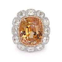 26.07 Ct. Sapphire Natural Diamond Halo Ring, Platinum & 18K Rose Video
