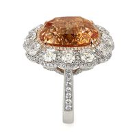 26.07 Ct. Padparadscha Sapphire and Natural Diamond Halo Ring, Platinum & 18K Rose Image
