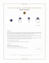 3.68 Ct. Blue Sapphire and Natural Diamond Three Stone Ring, 18K White Gold Appraisal