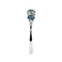 0.53 Ct. Bluish Grey Sapphire and Blue Sapphire Three Stone Ring, 14K White Gold Image