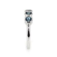 0.72 Ct. Bluish Grey Sapphire Three Stone Ring, 14K White Gold Image