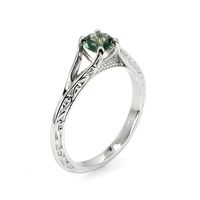 0.65 Ct. Sapphire Antique Style Ring, 14K White Gold Image