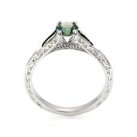 0.65 Ct. Sapphire Antique Style Ring, 14K White Gold Image