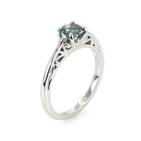 0.77 Ct. Bluish Green Sapphire Antique Style Ring, 14K White Gold Image