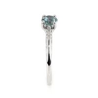 0.77 Ct. Bluish Green Sapphire Antique Style Ring, 14K White Gold Image