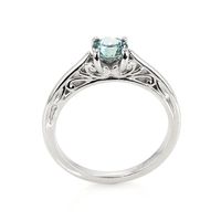 0.77 Ct. Bluish Green Sapphire Antique Style Ring, 14K White Gold Image