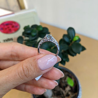 0.77 Ct. Bluish Green Sapphire Antique Style Ring, 14K White Gold Life Style