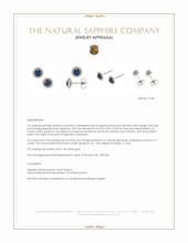 0.68 Ct.Tw.Total Carat Weight Greenish Blue Sapphire and Natural Diamond Studs Earrings, 14K White Gold Appraisal