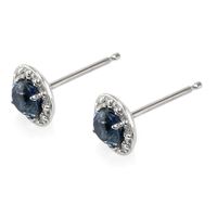 0.68 Ct.Tw. Greenish Blue Sapphire and Natural Diamond Pave Earrings, 14K White Gold Image