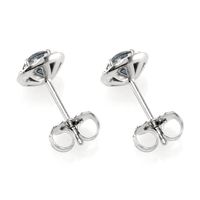 0.68 Ct.Tw. Greenish Blue Sapphire and Natural Diamond Pave Earrings, 14K White Gold Image