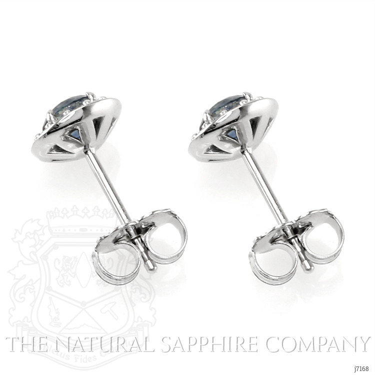 0.68 Ct.Tw. Greenish Blue Sapphire and Natural Diamond Pave Earrings, 14K White Gold