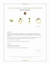 0.76 Ct. Bluish Green Sapphire Three Stone Ring, 14K Yellow Gold Appraisal