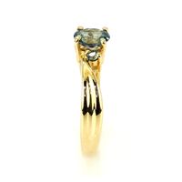 0.76 Ct. Bluish Green Sapphire Three Stone Ring, 14K Yellow Gold Image