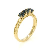 1.06 Ct. Greenish Blue Sapphire Antique Style Ring, 14K Yellow Gold Image