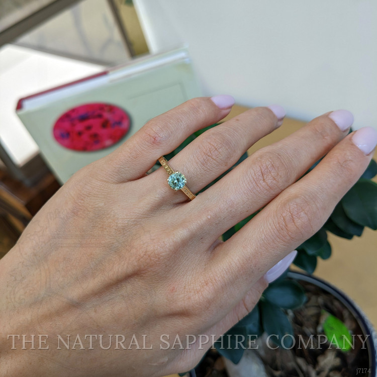 1.26 Ct. Green Sapphire Antique Style Ring, 14K Yellow Gold