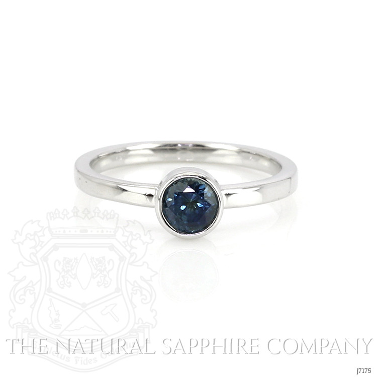 0.72 Ct. Blue Sapphire Bezel Ring, 14K White Gold