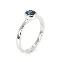 0.72 Ct. Blue Sapphire Bezel Ring, 14K White Gold Image