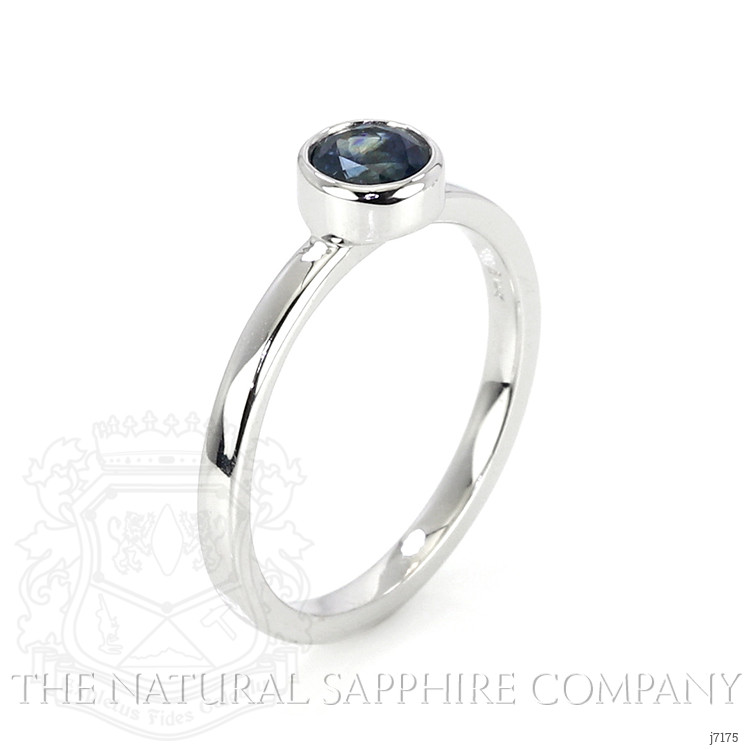 0.72 Ct. Blue Sapphire Bezel Ring, 14K White Gold