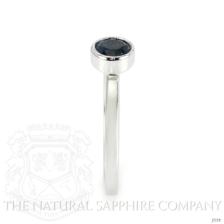 0.72 Ct. Blue Sapphire Bezel Ring, 14K White Gold