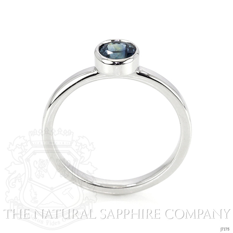 0.72 Ct. Blue Sapphire Bezel Ring, 14K White Gold