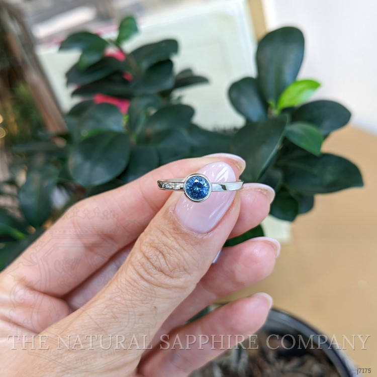 0.72 Ct. Blue Sapphire Bezel Ring, 14K White Gold