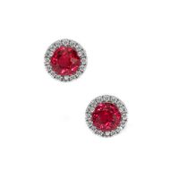 0.65 Ct.Tw. Ruby Natural Diamond Pave Earrings, 18K White Gold Video