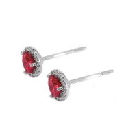 0.65 Ct.Tw. Ruby Natural Diamond Pave Earrings, 18K White Gold Image