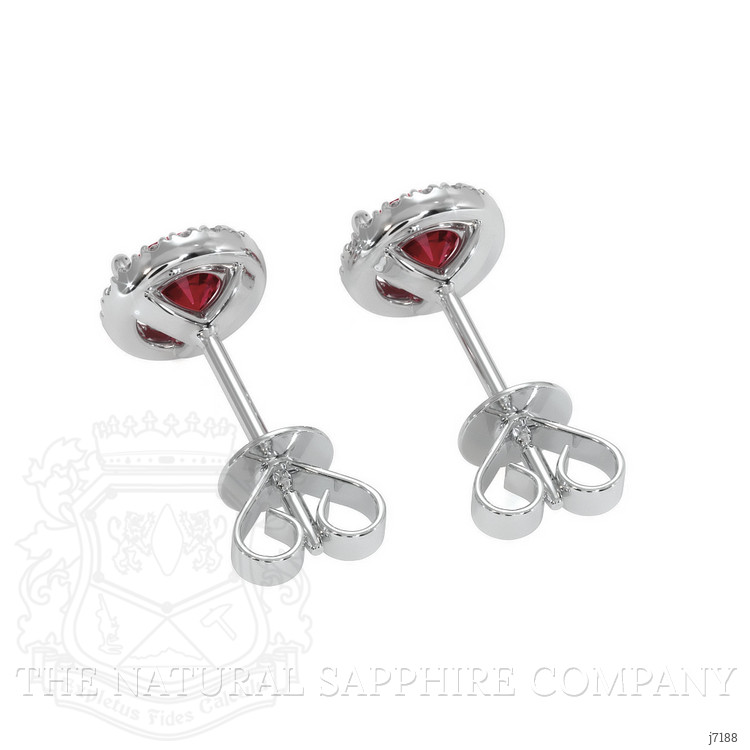 0.65 Ct.Tw. Ruby Natural Diamond Pave Earrings, 18K White Gold