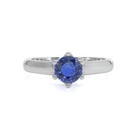 0.90 Ct. Blue Sapphire Solitaire Ring, 14K White Gold Video