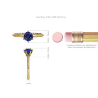 0.90 Ct. Blue Sapphire Solitaire Ring, 14K Yellow Gold Image