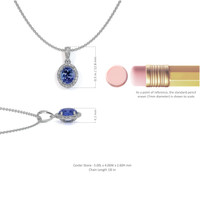 0.45 Ct. Blue Sapphire and Natural Diamond Pave Pendant, 14K White Gold Image