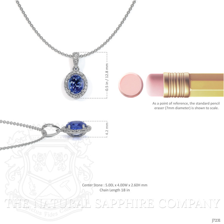 0.45 Ct. Blue Sapphire and Natural Diamond Pave Pendant, 14K White Gold