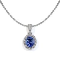 0.45 Ct. Sapphire Natural Diamond Pave Pendant, 14K White Gold Video