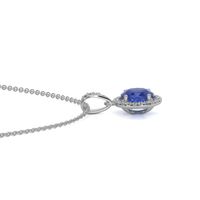 0.45 Ct. Sapphire Natural Diamond Pave Pendant, 14K White Gold Image