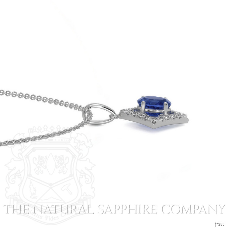 0.65 Ct. Blue Sapphire and Natural Diamond Pave Pendant, 18K White Gold