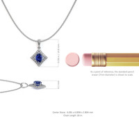 0.65 Ct. Blue Sapphire and Natural Diamond Pave Pendant, 18K White Gold Image