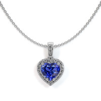0.55 Ct. Blue Sapphire and Natural Diamond Pave Pendant, 18K White Gold Video