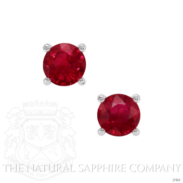 0.95 Ct.Tw. Ruby Studs Earrings, 14K White Gold