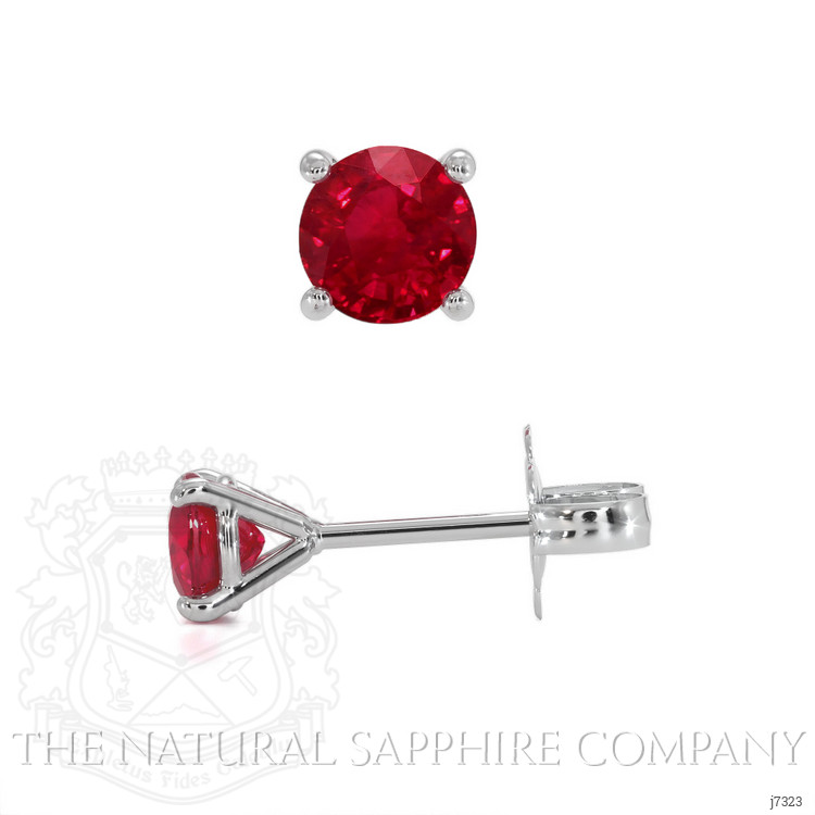 0.95 Ct.Tw. Ruby Studs Earrings, 14K White Gold