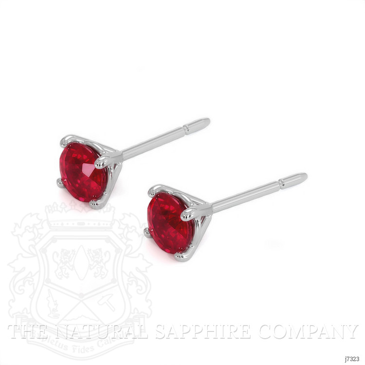 0.95 Ct.Tw. Ruby Studs Earrings, 14K White Gold
