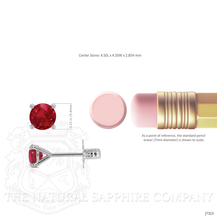 0.95 Ct.Tw. Ruby Studs Earrings, 14K White Gold