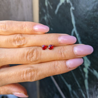 0.95 Ct.Tw.Total Carat Weight Ruby Studs Earrings, 14K White Gold Life Style