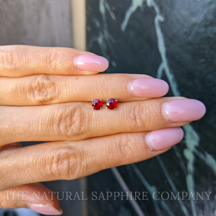 0.95 Ct.Tw. Ruby Studs Earrings, 14K White Gold