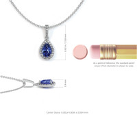 0.60 Ct. Blue Sapphire and Natural Diamond Pave Pendant, 18K White Gold Image