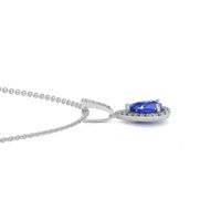 0.60 Ct. Sapphire Natural Diamond Pave Pendant, 18K White Gold Image