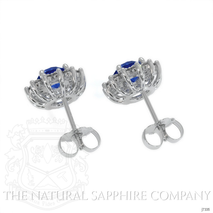 1.75 Ct.Tw. Blue Sapphire and Natural Diamond Halo Earrings, 14K White Gold