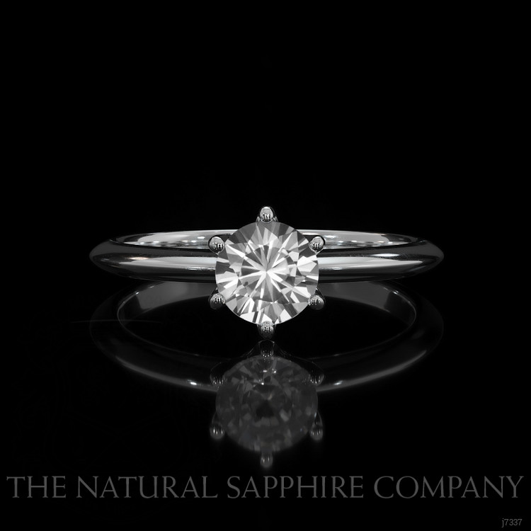 0.65 Ct. White Sapphire Solitaire Ring, 14K White Gold